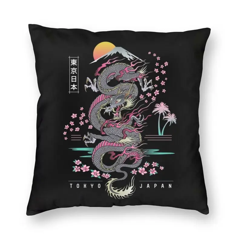 

Nordic Tokyo Japan Dragon Cushion Cover Soft Tradition Asian Japanese Tattoo Art Pillow Case Home Decorative