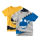 Детская летняя одежда футболка с короткими рукавами для мальчиков Корейский детский топ с героями мультфильмов, летняя одежда для маленьких мальчиков футболка с динозавром для От 2 до 8 лет