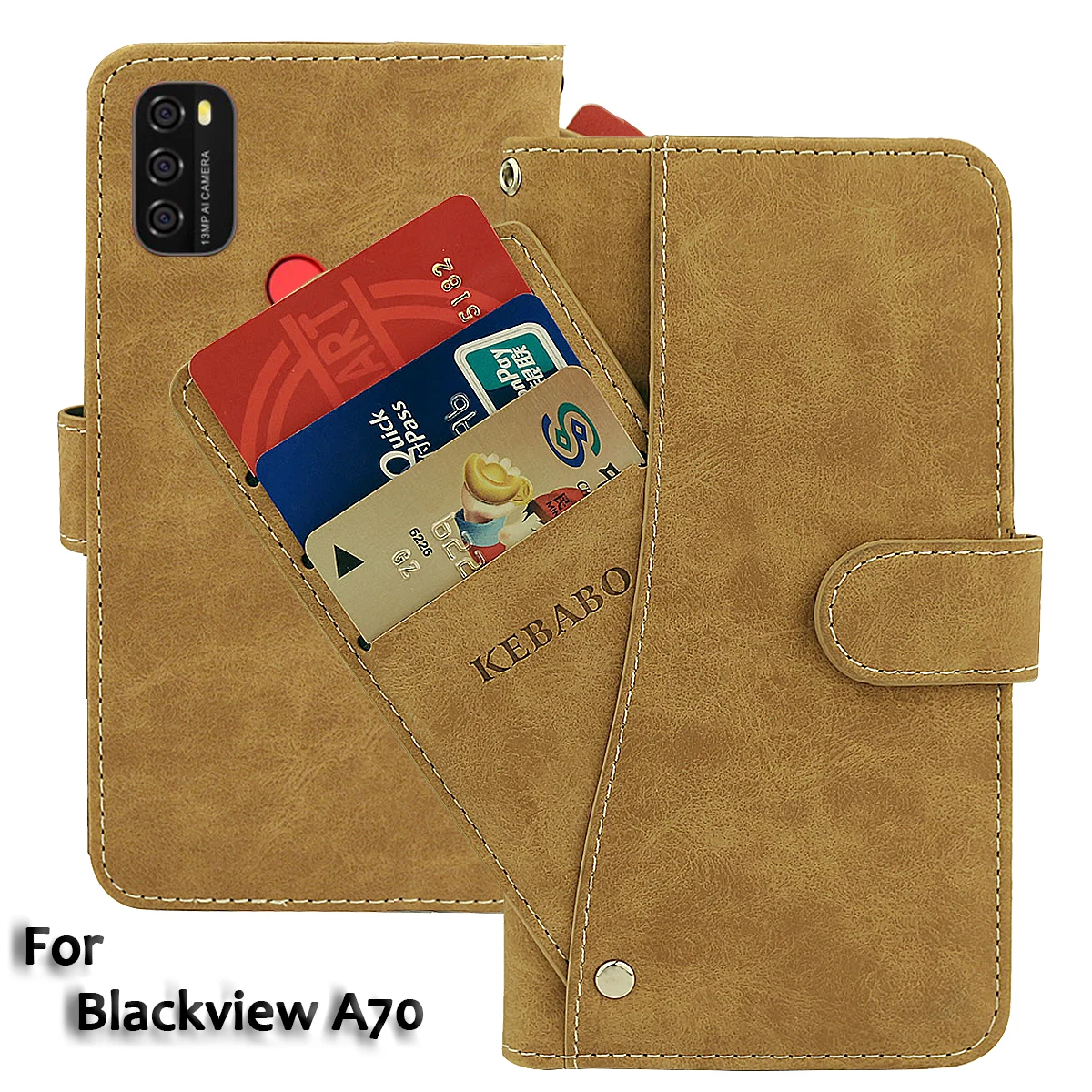 

Vintage Leather Wallet Blackview A70 Case 6.52" Flip Luxury Card Slots Cover Magnet Phone Protective Cases Bags