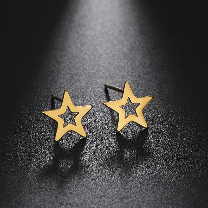

Sipuris Tiny Solid Star Earrings Cutout Stars Pendant Stud Earrings for Women Children Geometric Jewelry Gift Stainless Steel