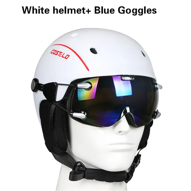 WH WITH BLUE LEN Новейший Costelo Airwolf скейтборд лыжный сноуборд шлем лыжные очки интегрально-формованные сверхлегкие дышащие лыжный шлем - Цвет: WH WITH BLUE LEN