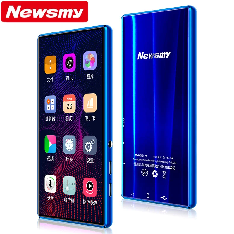 Newsmy A1 MP3 MP4 MP5 полный сенсорный экран 5,0 дюймов 8 Гб памяти APE FLAC WAV электронная книга ридер Loseless видео музыкальный плеер - Цвет: Blue No Bluetooth