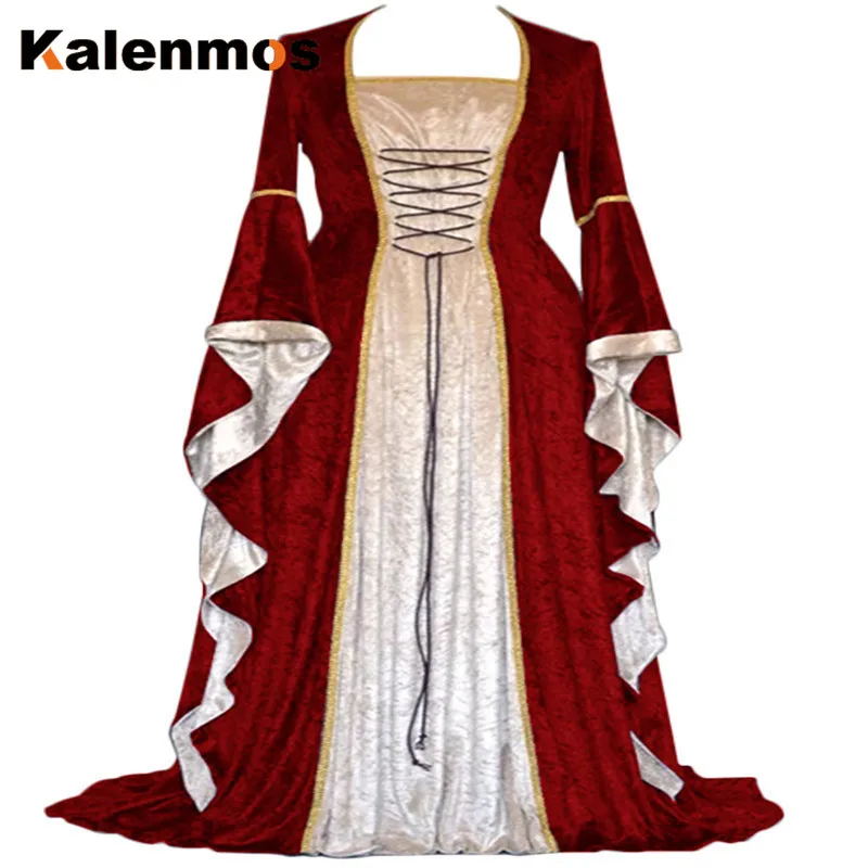 Ретро модное платье макси Хэллоуин косплей костюм маскарадный Готический