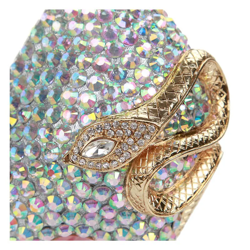 

Female Shoes Women Luxury Colorful Crystals Pointed-Toe Snake-Shaped Thin Heeled Wedding Banquet Bride Bridesmaid Shoes Fashion
