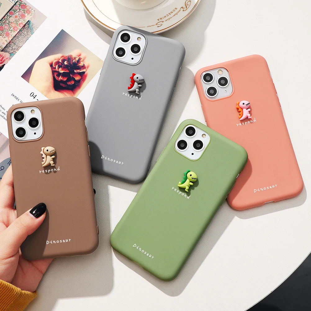 Мультяшный 3D Динозавр Мягкий ТПУ милый чехол для iPhone 11 Pro Max 12 XS X XR 11Pro 7 8 6 6S Plus etui