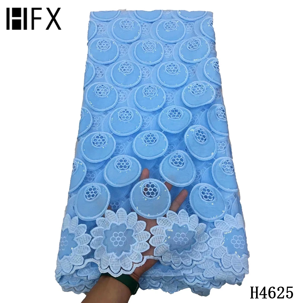 

HFX 2021 Latest french lace fabric high quality yellow chiffon fabric with sequins african lace fabric for wedding dress H4625