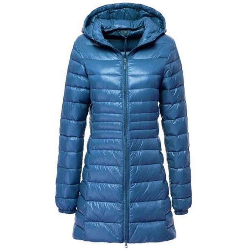 

2021 Winter Jackets Women White Duck Down Long Jacket Female Padded Hooded Parkas Ultra Light Portable Down Coats Casacos