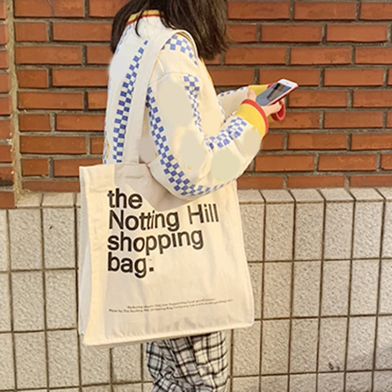 

Women's Canvas Shopping Bag Cute School Bag Fashion Cotton Shoulder Bag Eco Tote Bag Reusable Grocery Shopper Bags