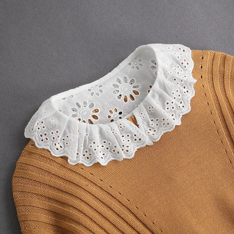 Белый кружевной воротник имитация стойка рубашка съемные воротники для женщин