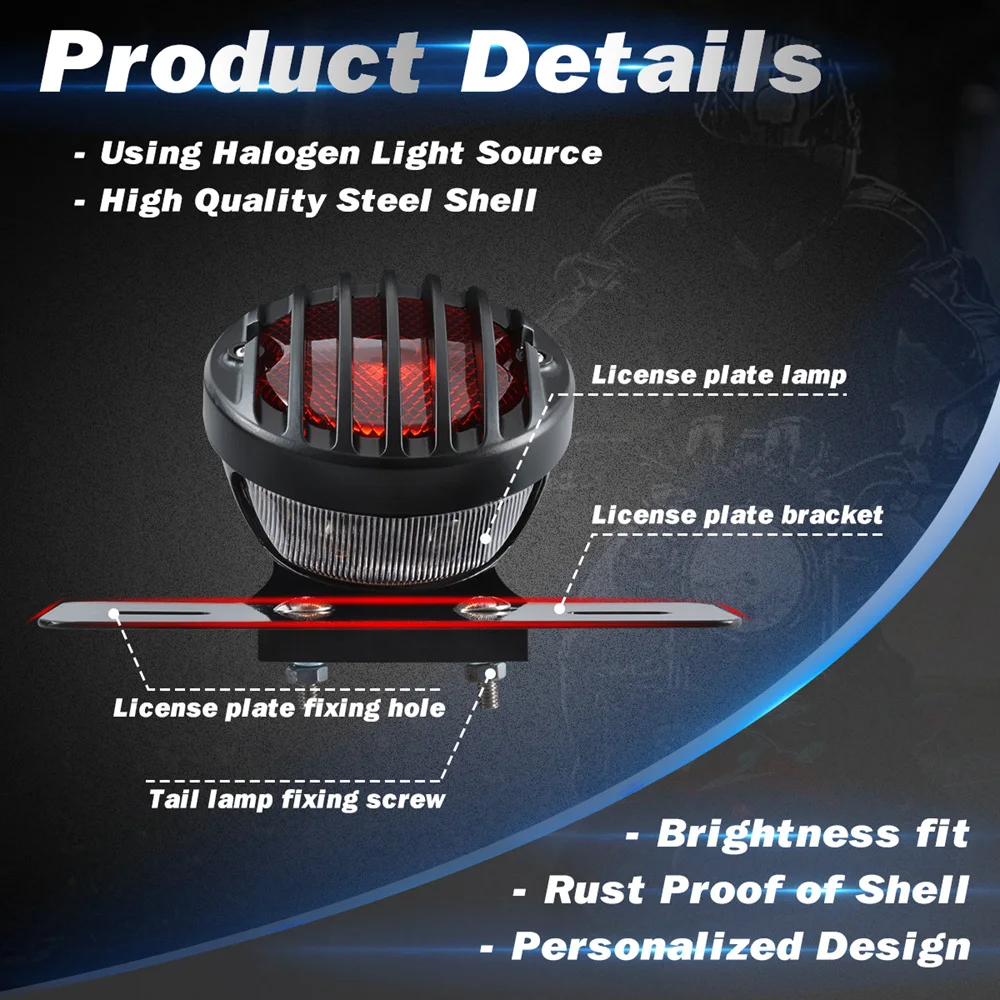 Motofans черный круглый металлический мотоциклетные задние тормоза светильник для