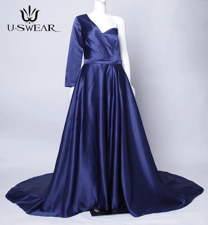 Модные синие комбинезоны вечерние платья на одно плечо женские знаменитостей