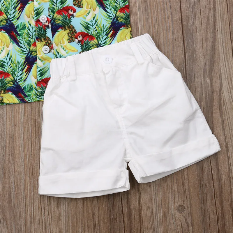 Летние комплекты одежды для маленьких мальчиков повседневные пляжные футболки с