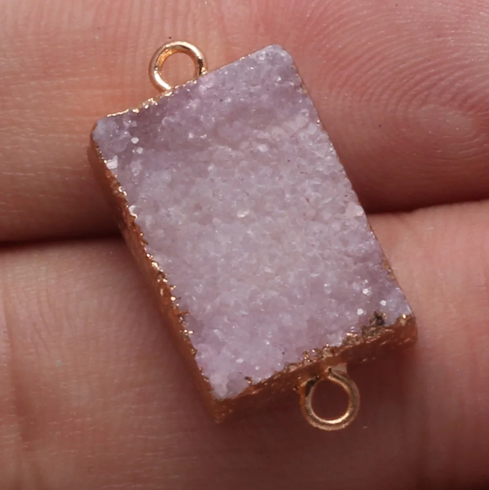 Природный камень кварцевые прямоугольные Подвески Кристалл кластер Соединитель