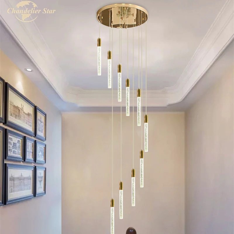 

Postmodern LED Chandeliers Lighting Crystals Luxury Bubble Gold Pendant Hanging Lamp for Living Room Dining Room Staircase