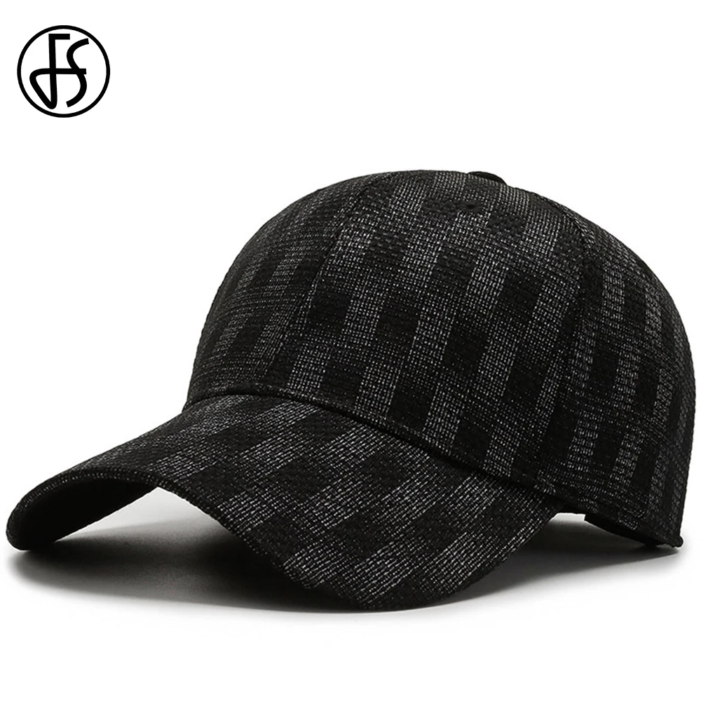 

FS 2023 Luxury Brand Women Caps Fashion Summer Baseball Cap For Men Black Gray British Plaid Elastic Dad Hat Gorras Para Hombres