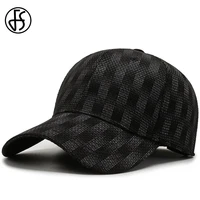 fs 2022 summer british plaid baseball cap for men brand elastic hat black gray streetwear women stylish caps gorra hombre