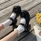 E Girl черные туфли в стиле эмо Лолита японская Мэри Джейн женская винтажная Студенческая форма JK туфли на высоком каблуке с альтернативной платформой для косплея