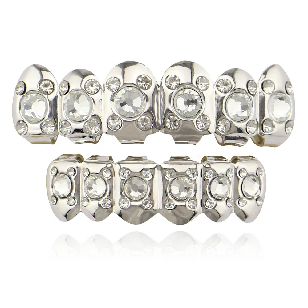 Grillz зубы Мужчины Женщины ювелирные изделия тела Льдом Из хип-хоп большие стразы