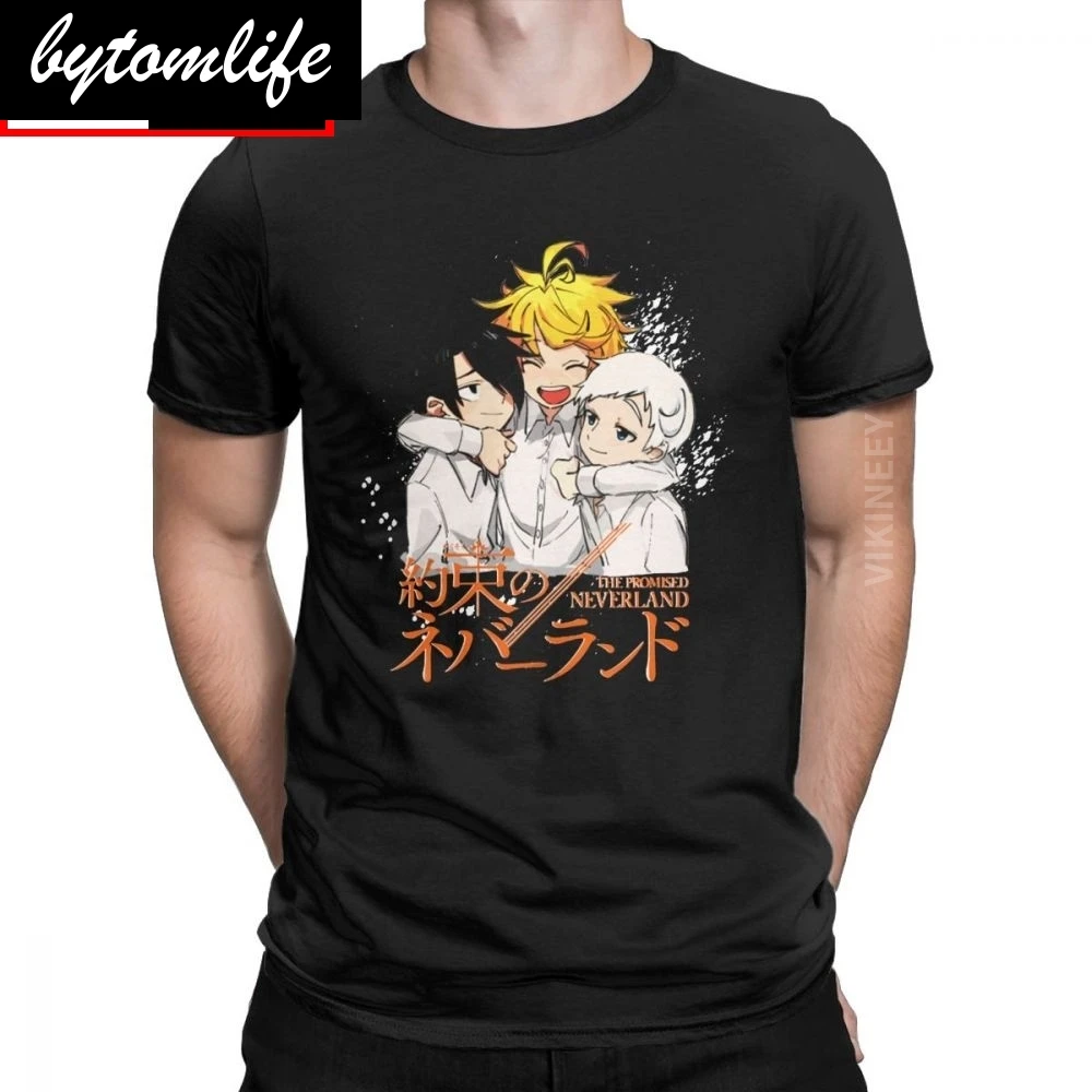 Футболка мужская с надписью The Promised Neverland хлопковая рубашка принтом Эмма манга