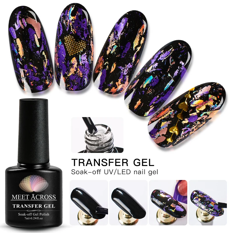 

MEET ACROSS Starry Sky Sticker Transfer Nail Glue Environmental Plant Nail Glue UV Gel Polish DIY Manicure