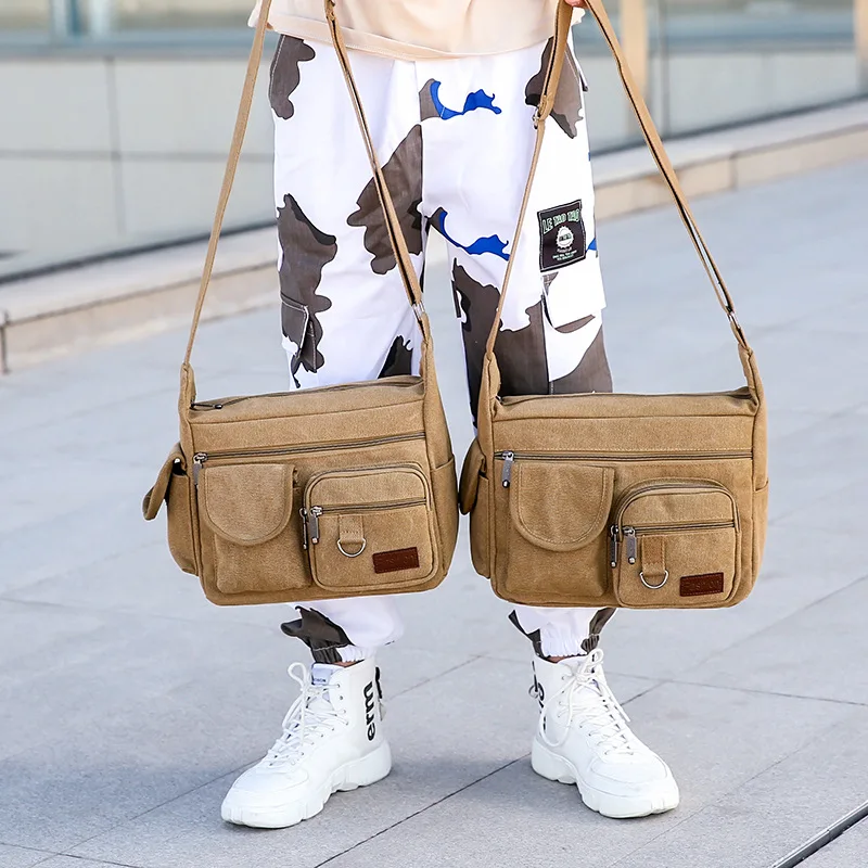 Men Canvas Shoulder Bags Casual Luxury Tote Travel Crossbody Bag High Quality Portable Messenger Single-Shoulder Handbag XA760F