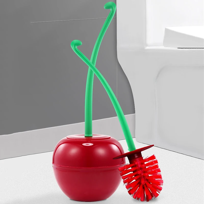 Household Creative Cute Cherry Shape Long Handle Soft Hair Toilet Brush Set No Dead Corners Cleaning Home Bathroom WC Supplies | Дом и сад