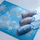 Зимние рождественские акриловые гравированные наклейки для ногтей, серебристые красочные наклейки для дизайна снега, наклейки для ногтей, Водные Наклейки Z523