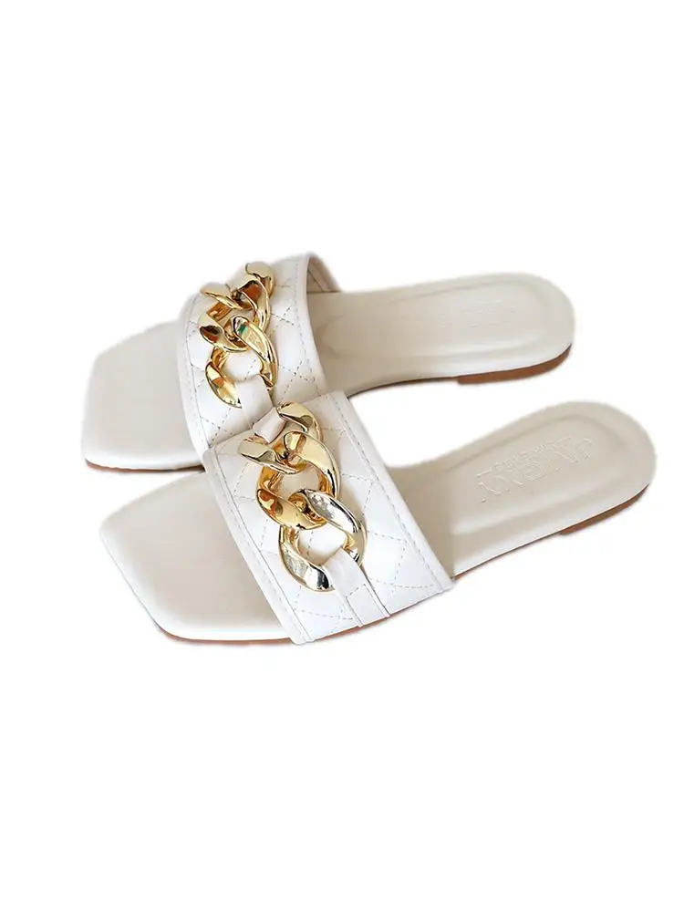 

Rubber Flip Flops Square Toe Shoes Ladies' Slippers Slipers Women Loafers Luxury Slides Hawaiian 2021 Summer Designer Flat Soft