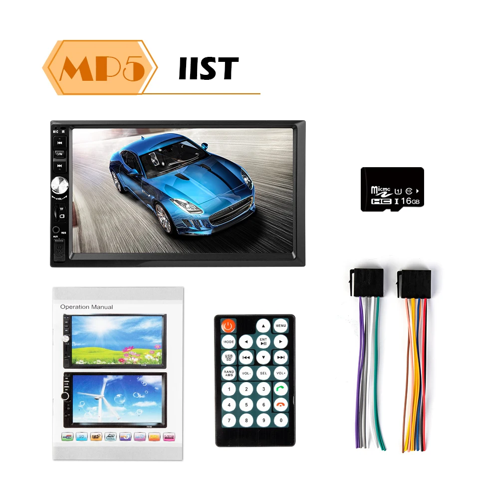 With 16G TF Card 2 Din общие автомагнитолы 7 ''ЖК сенсорный экран Поддержка камеры заднего вида Bluetooth Автомагнитола автомобильный аудио автомобильный мультимедийный плеер - Цвет: With 16G TF Card