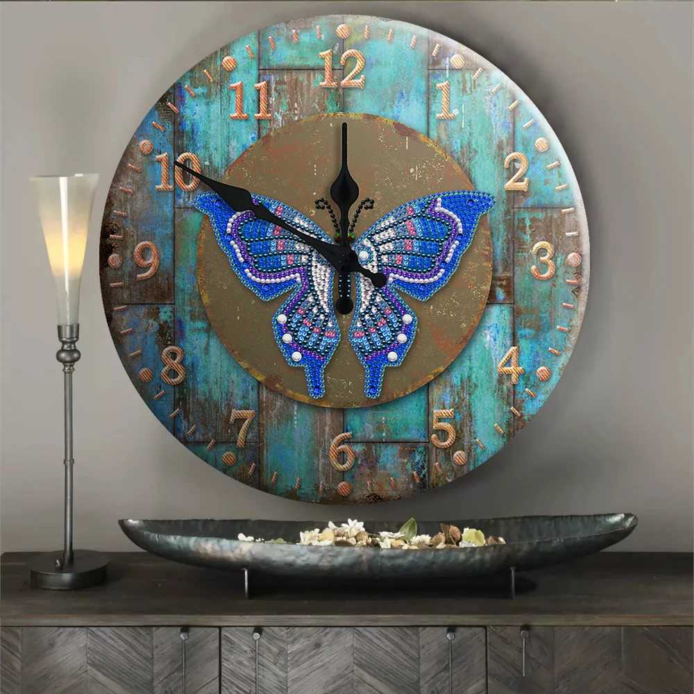 

Tin Diamond Painting 5D Clock Butterfly Diamond Mosaic Embroidery Iron Sheet DIY Painting With Diamonds Christmas Decoration