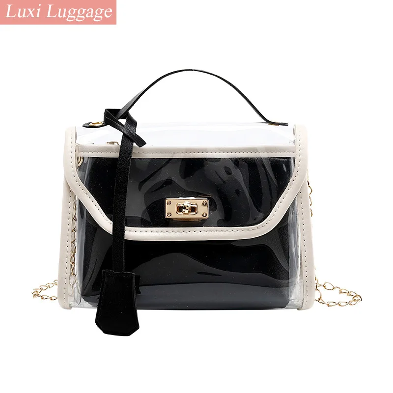 

2 In 1 Fashion Women's Transparent Square Sling Bag Cool PVC Shoulder Bag Messenger Bag Mobile Sweet Lady Bag Lady fashion bag