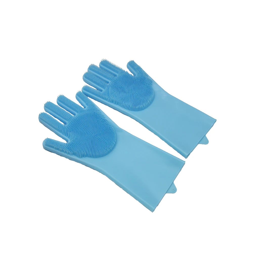 

1 Pair Multifunction Silicone Gloves Wash Scrubber Reusable Cleaning Brush Gloves Heat Resistant Scrub Rubber For Dish Kitchen
