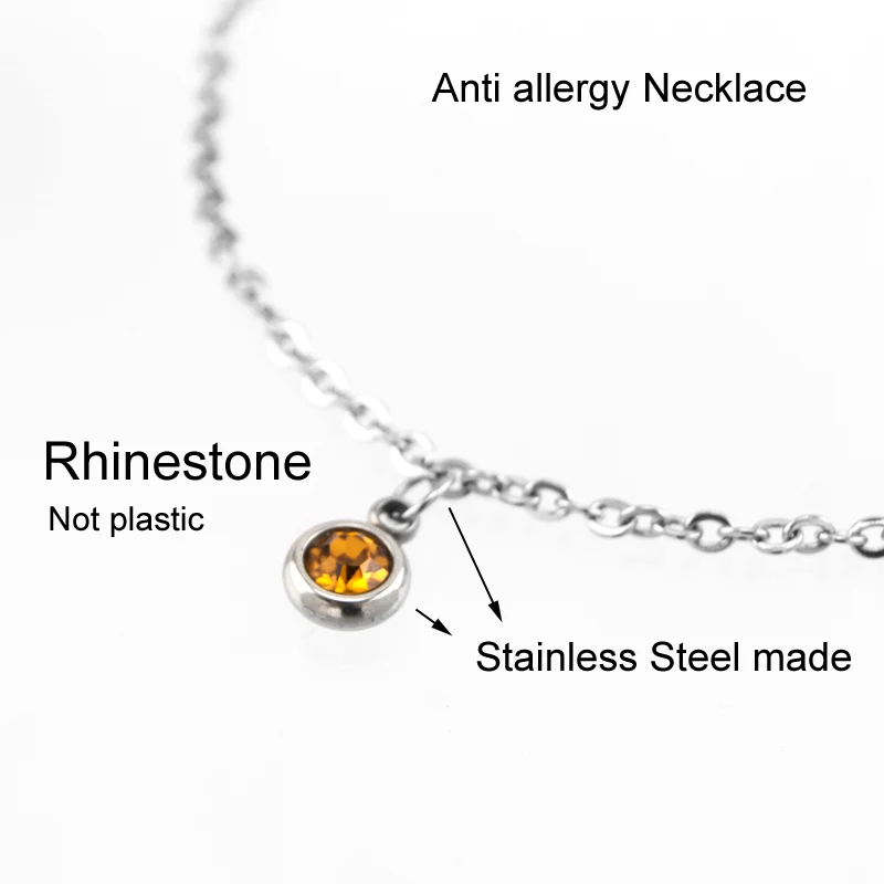 Ожерелье с камнем зодиака по месяцу рождения Женский чокер из нержавеющей стали