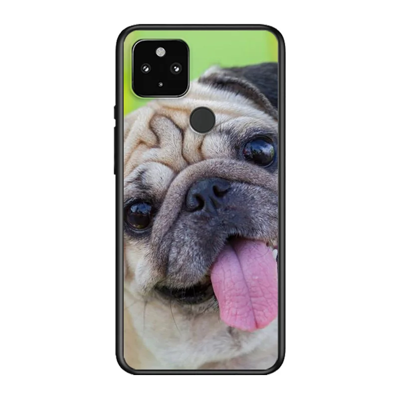

French Bulldog with flower Soft TPU Silicone Black Cover For Google Pixel 5 4A 5G 4 XL Phone Case