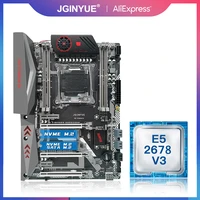 jingyue x99 motherboard lga 2011 3 kit processor set with inte e5 2678 v3 cpu atx nvme m 2 titanium d4