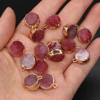 natural stone crystal cluster pendants round shape exquisite charm for jewelry making diy necklace earring accessories