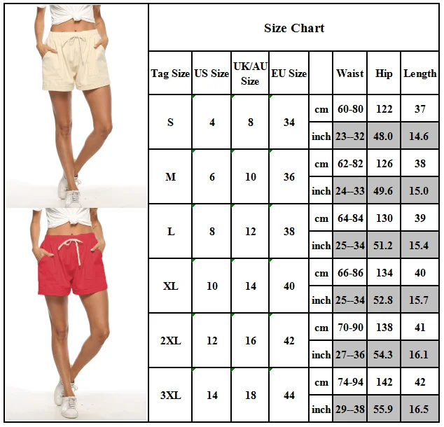 

Women Summer Plain Drawstring Shorts Sport Casual Beach Four Pockets Short Pants