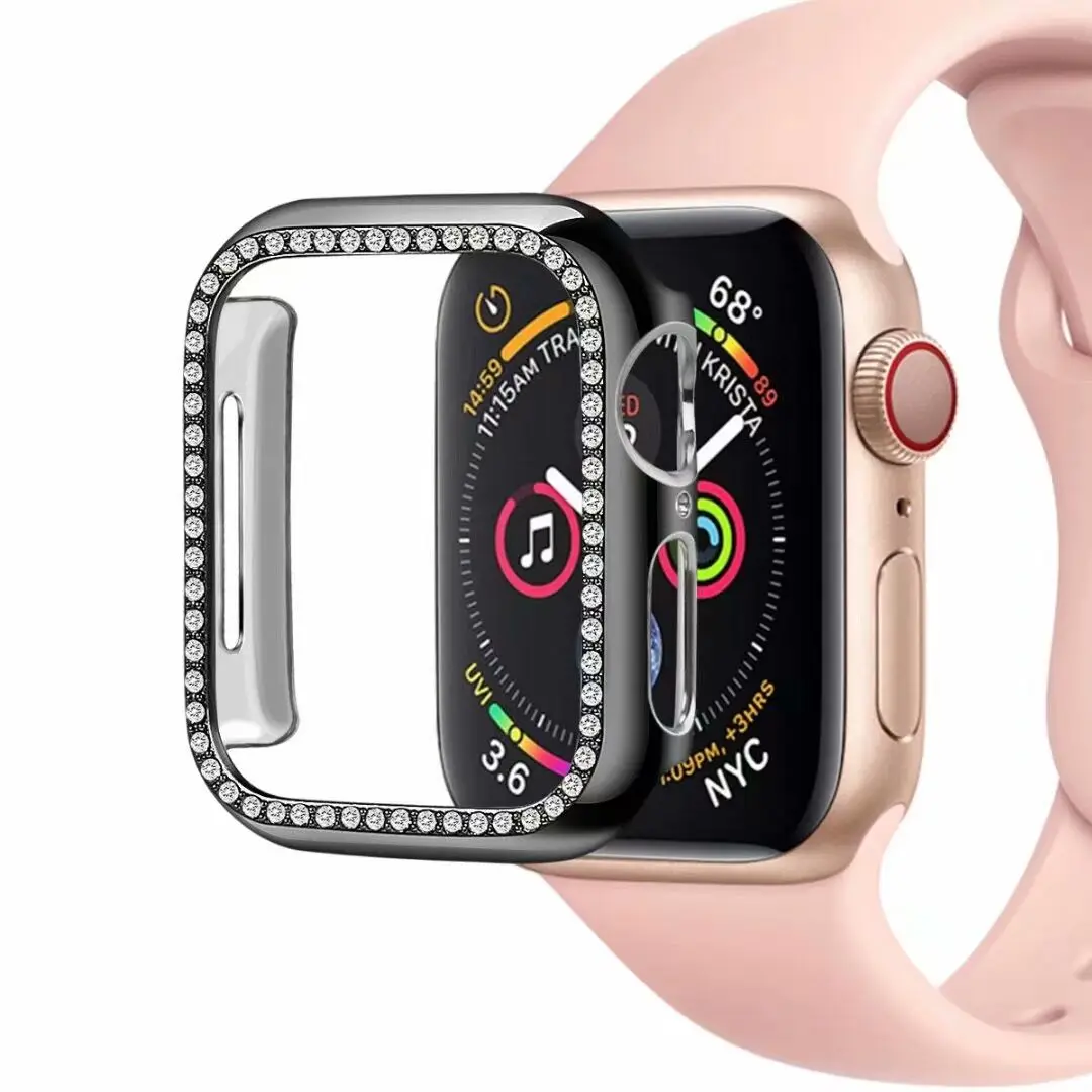Металлический Алмазный защитный чехол для apple watch, защитный экран серии 4, 3, 2, 1, чехол 38 мм, 42 мм, 40 мм, 44 мм, iwatch, чехол для женщин