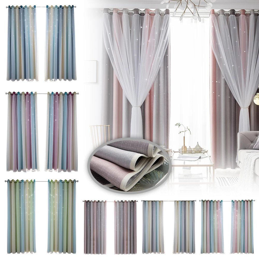 1x2 м простые европейские занавески для гостиной на окно с полыми звездами девочек