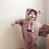 honeycherry new baby girl romper thick and velvety bear ear print loose jumpsuit climbing suit baby girl jumpsuit