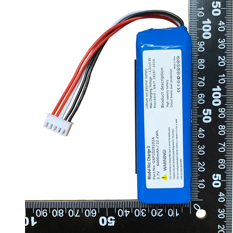 

1pc Lithium Ion Polymer Battery 3.7V 6000mAh 22.2Wh Charge 3 battery for JBL Charge 3 GSP1029102A