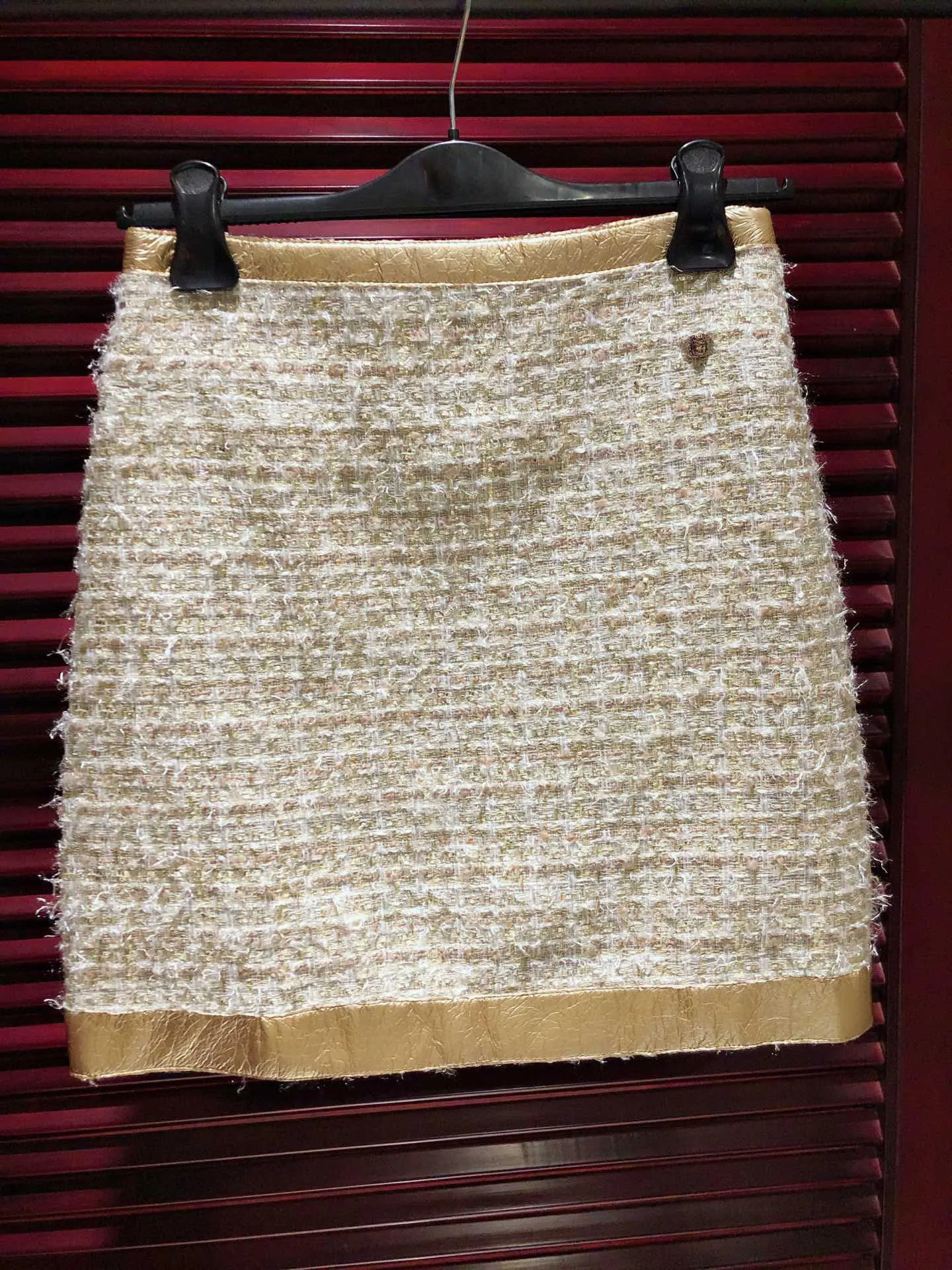 Египетская коллекция роскошный твидовый пиджак с золотым кожаным воротником