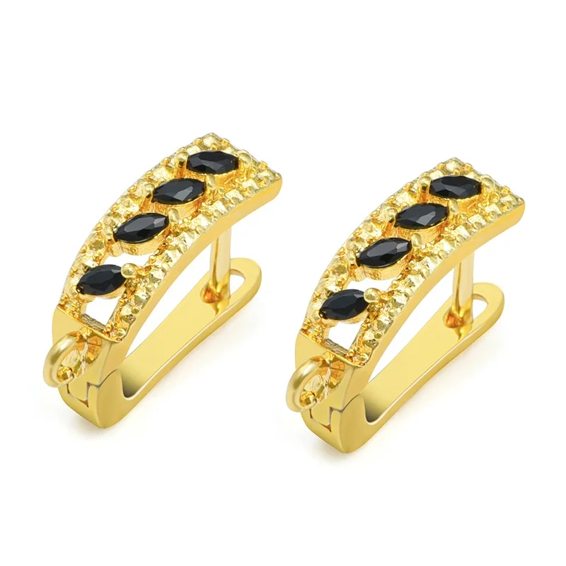 gold Черные серьги цирконовые набор рыболовных крючков для сережек Изготовление ювелирных изделий DIY женские украшения с жемчугом оптом - Цвет: gold