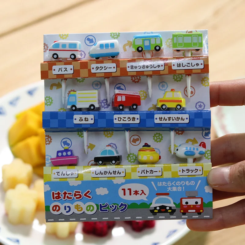 11 шт./компл. мини-вилка для автомобиля кораблем фруктов милая мультяшная машина