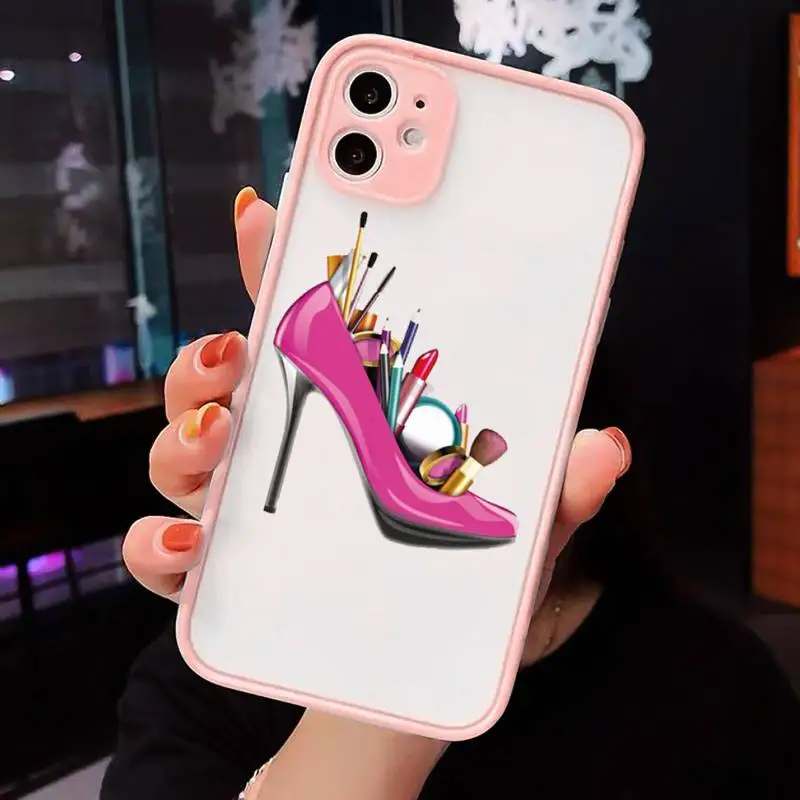 

Cosmetic lipstick nail polish Phone Cases Matte Transparent For iPhone 12 Mini 11 Pro XR XS Max 7 8 Plus