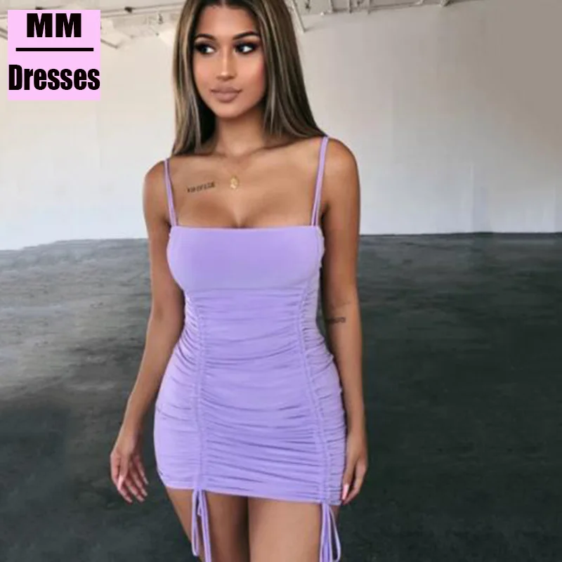 Летнее облегающее Бандажное платье трапециевидной формы на бретельках женское