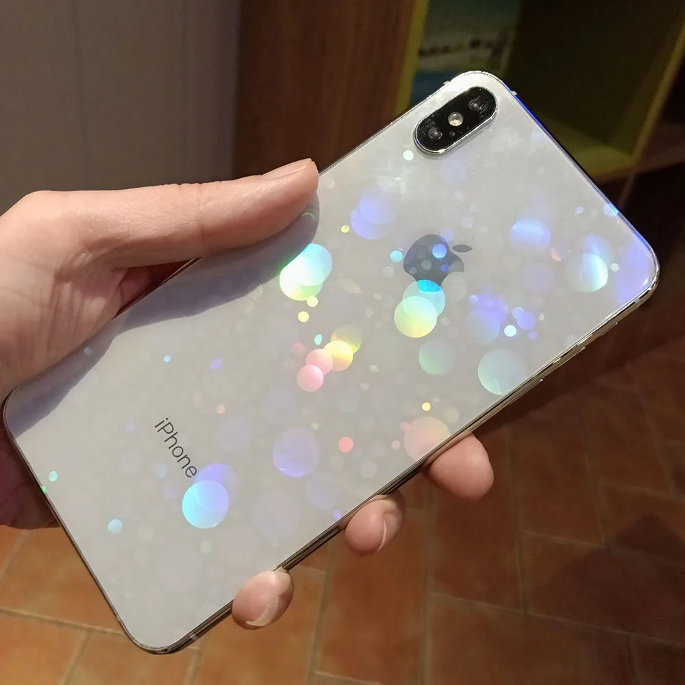 Новые лазерные в горошек прозрачные задние наклейки для телефона iPhone 11 6S 7 8 Plus XS Max XR тонкий мягкий протектор с полным покрытием