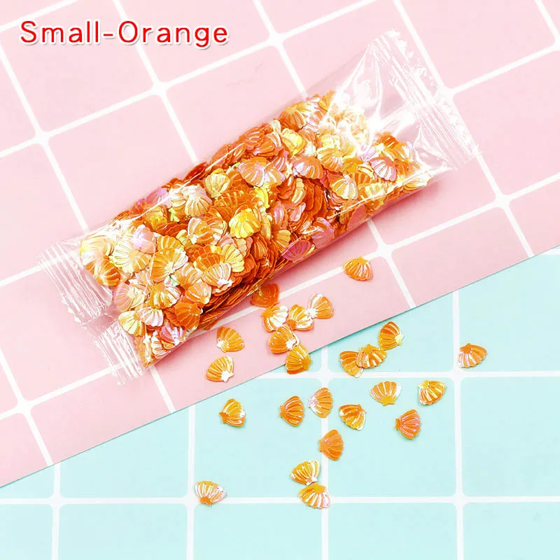 12-Small-Orange 10 г красочные оболочки Блестки прозрачные поставки слаймов Декор наполнитель дополнение игрушки DIY Lizun оболочки блеск Подвески клейкие аксессуары - Цвет: 12-Small-Orange