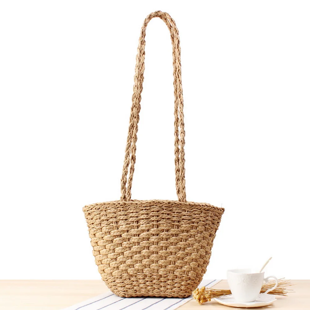 Latest Design Chic Ladies Beach Summer Vacation Handbag Fashion Straw Messenger Rattan Tote Bag Female