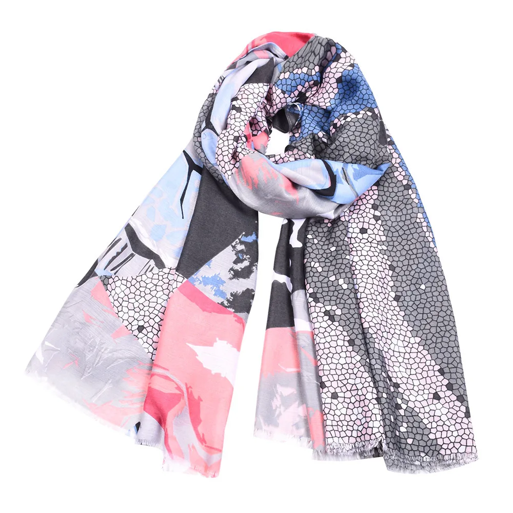 2019 зимние хлопковые шарфы с геометрическим принтом и бахромой шали мягкий